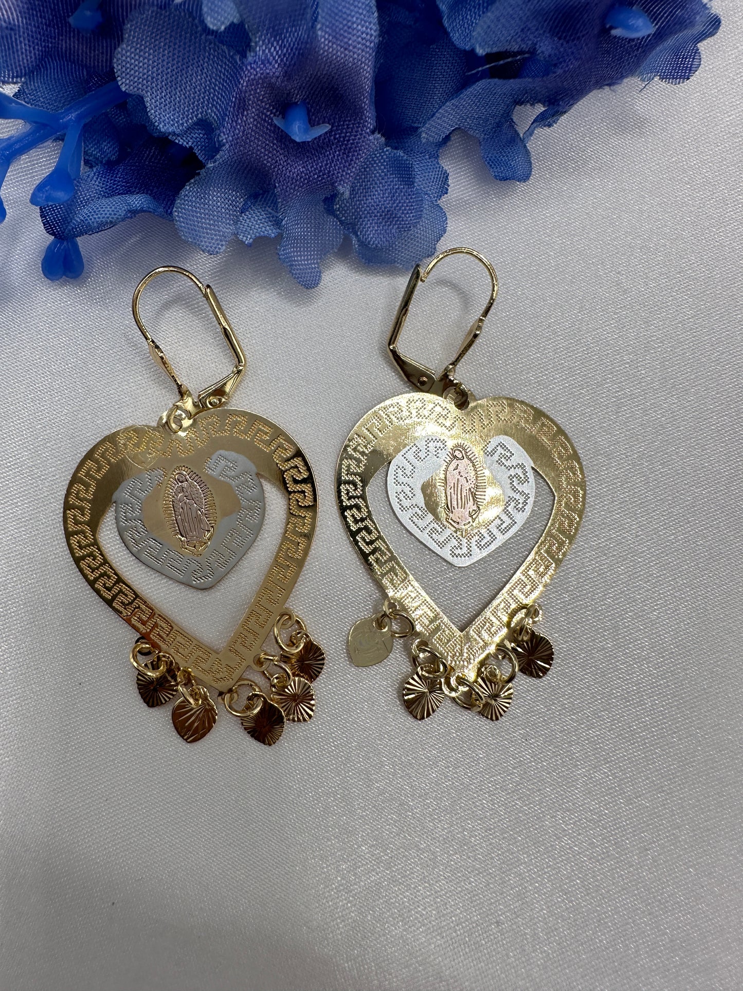 “Perla” Heart Virgin Earrings Tricolor (Virgen)