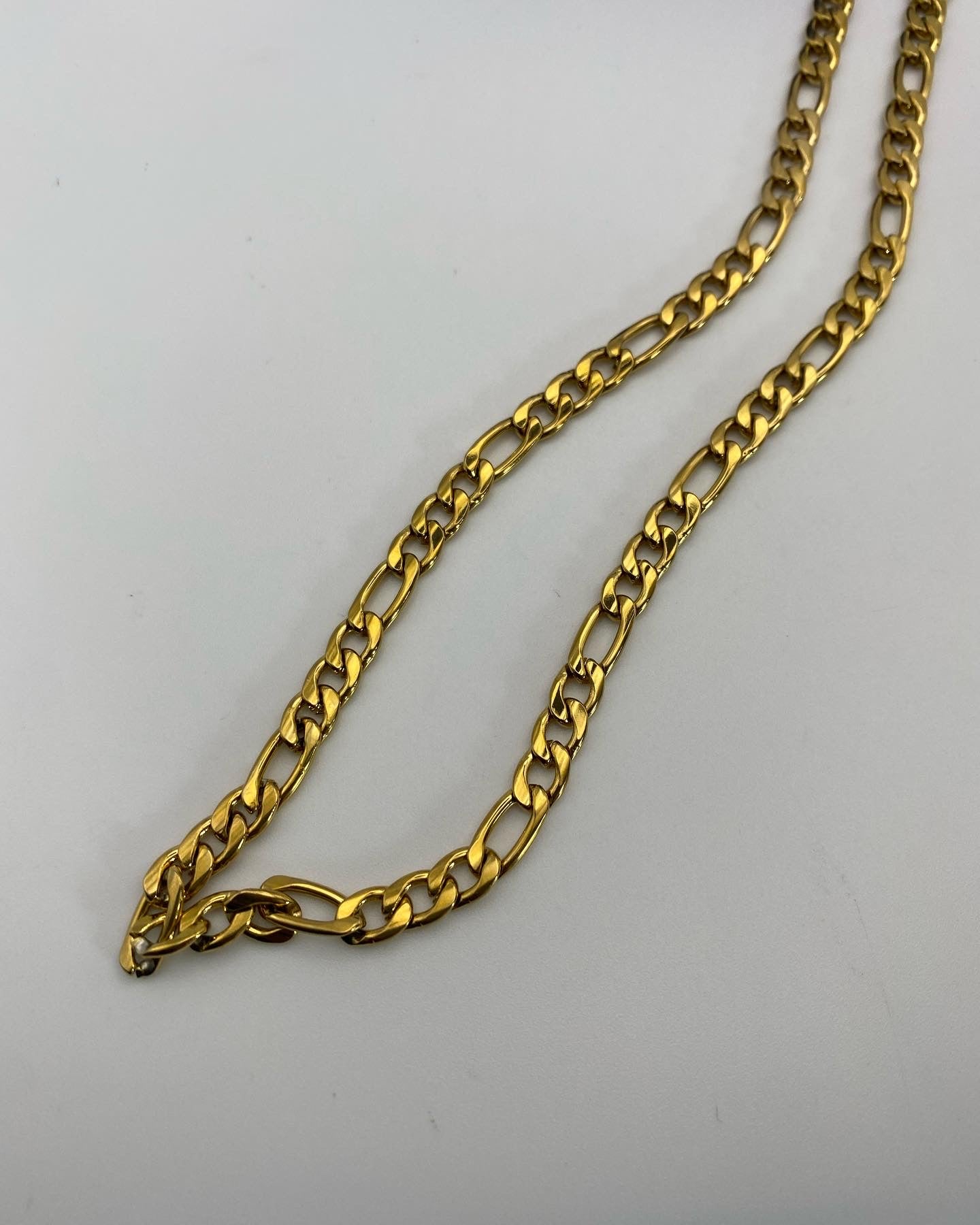 Stainless Steel Figaro 24” Chain Gold Dipped