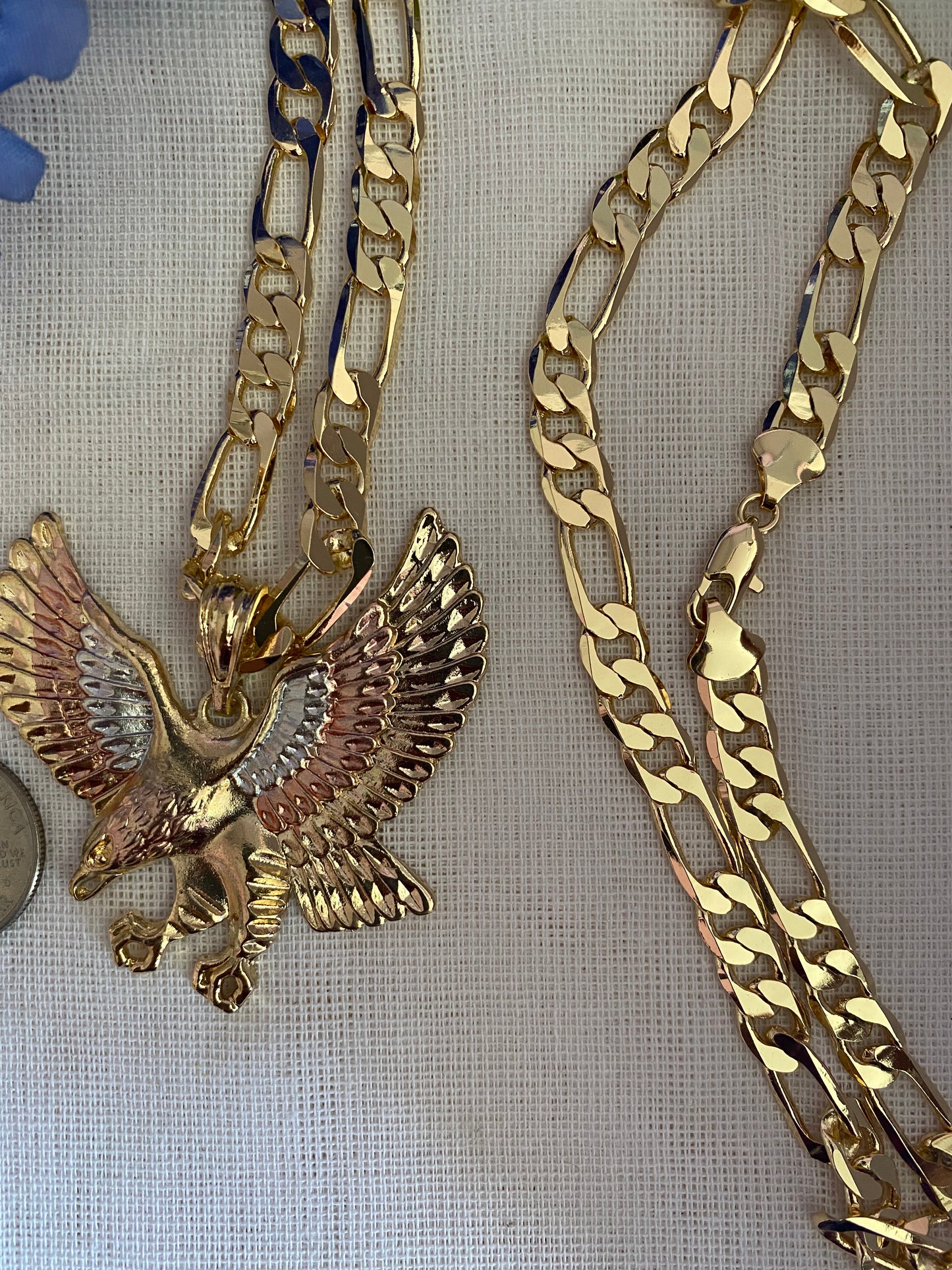 “Eagle” Necklace with Thick Chain. -Gold Plated