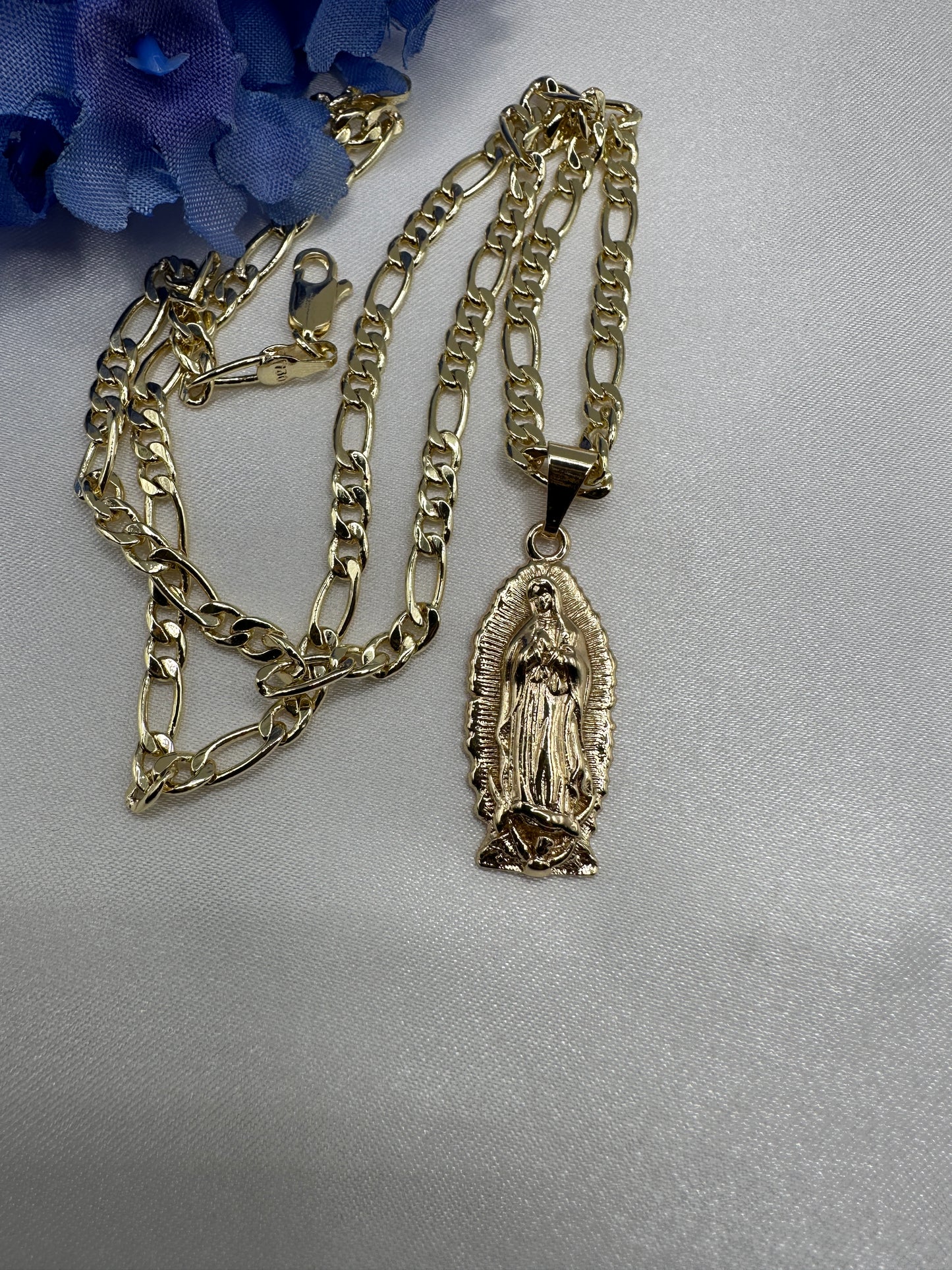 “Camelia” Our Lady Guadalupe Necklace Gold Plated (Virgen Necklace)