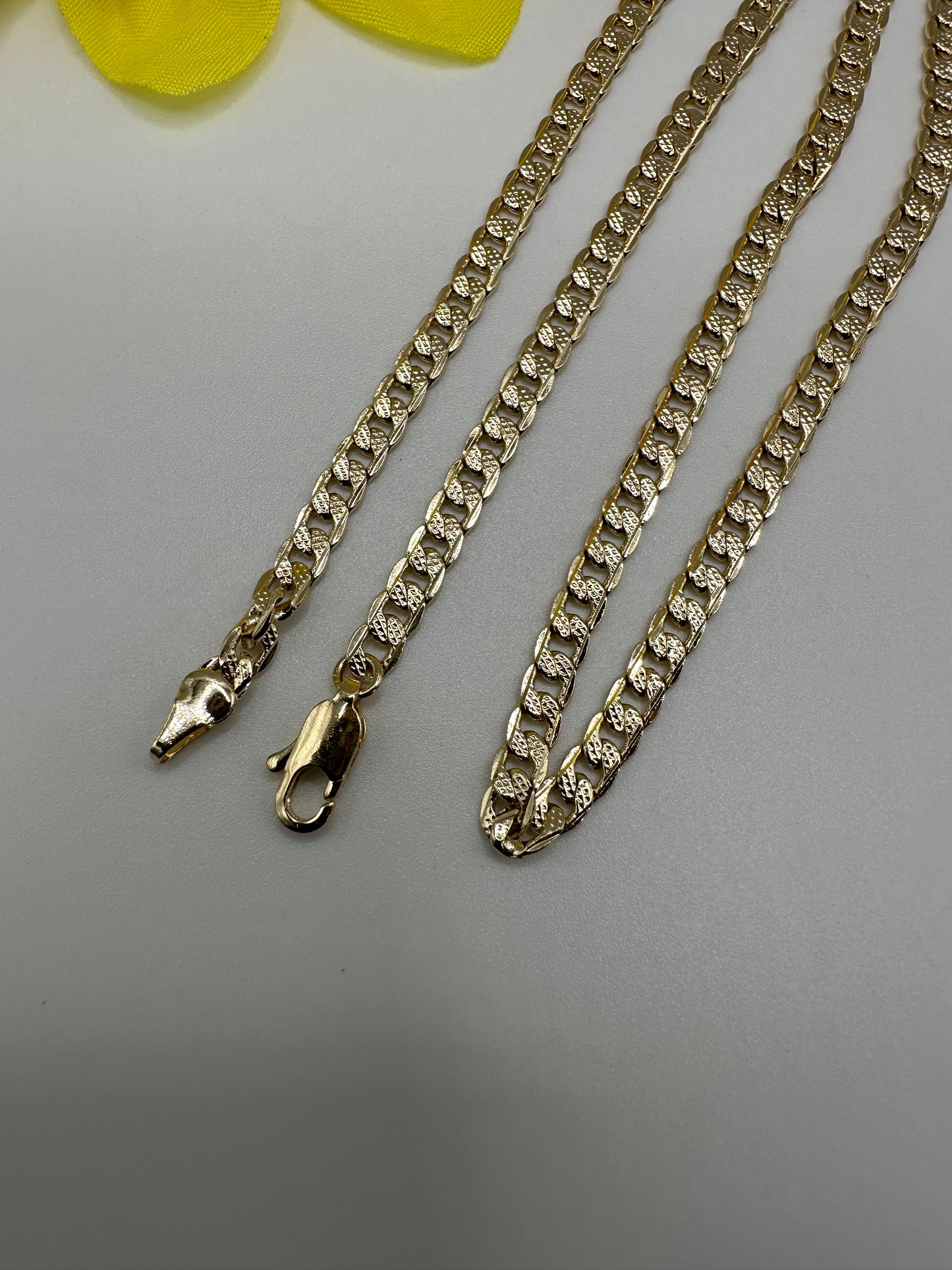 18k Cuban Chain Two Tone Pave 4mm Gold Plated