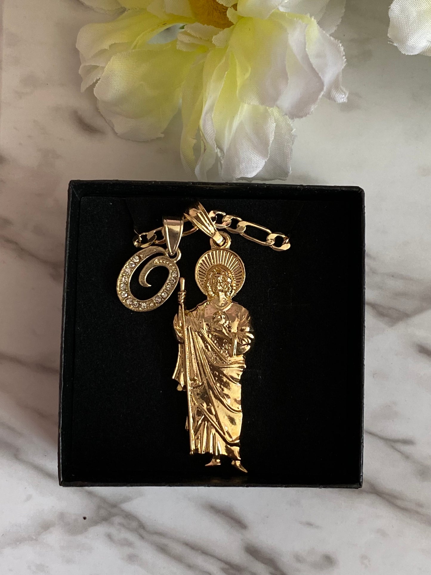 San Judas Tadeo with Initial Gold Plated (St Jude)