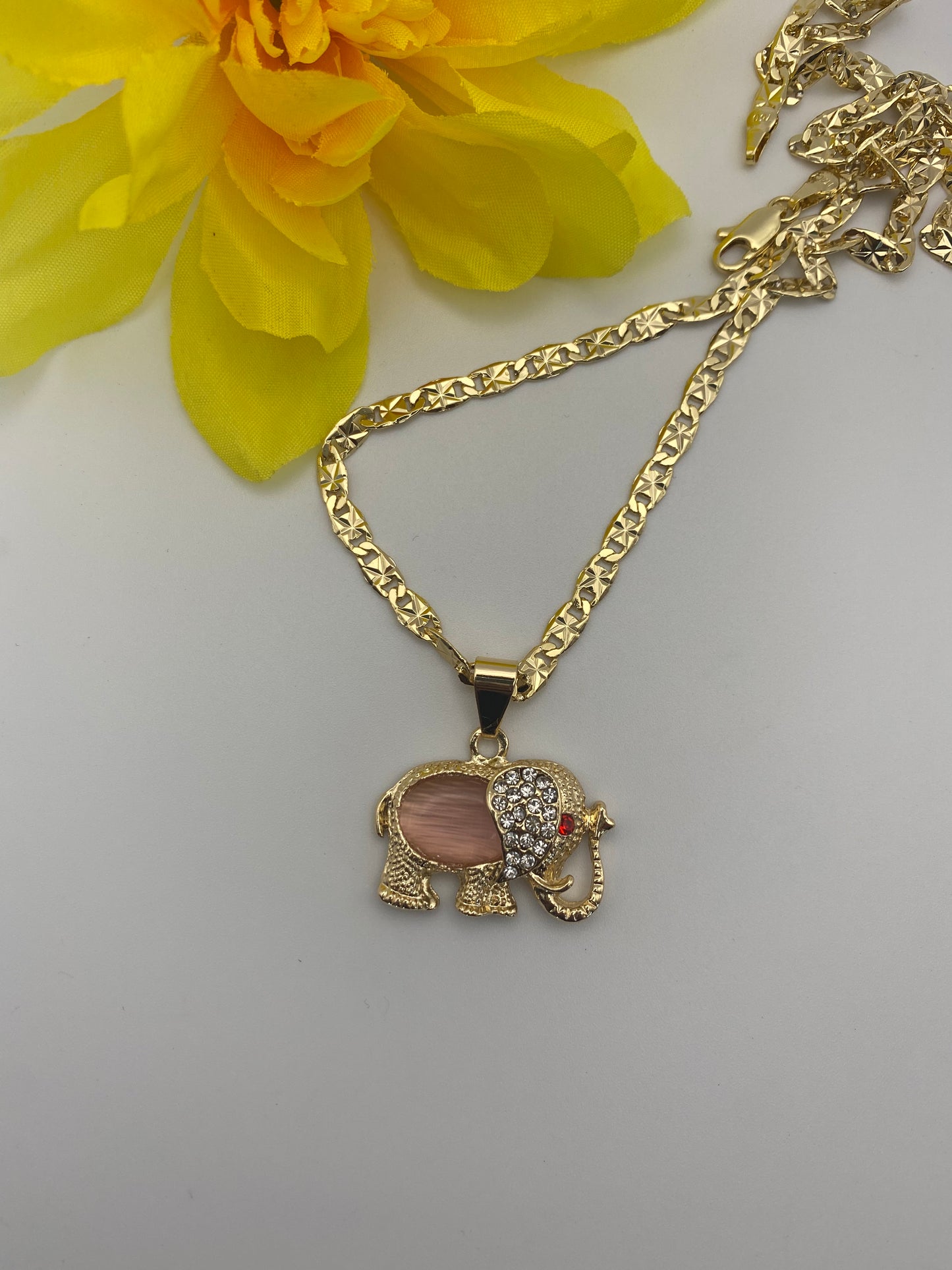 “My Luck” Elephant Necklace Gold Plates