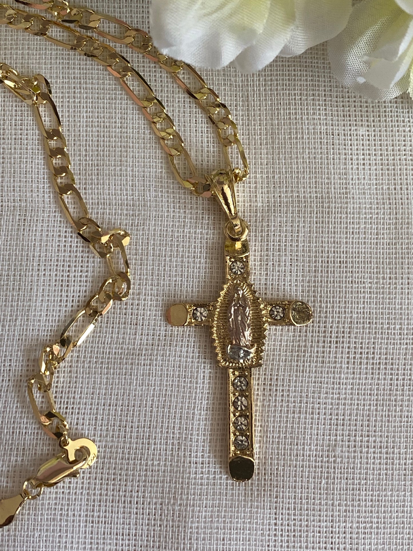 "Friday" Virgin & Cross Necklace Gold Plated