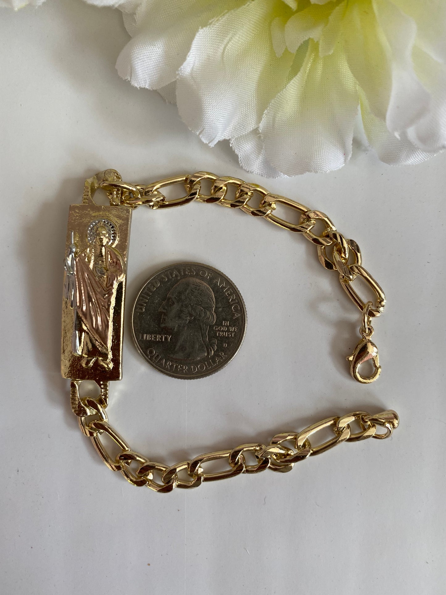 San Judas Bracelet Tricolor Gold Plated. (St Jude)