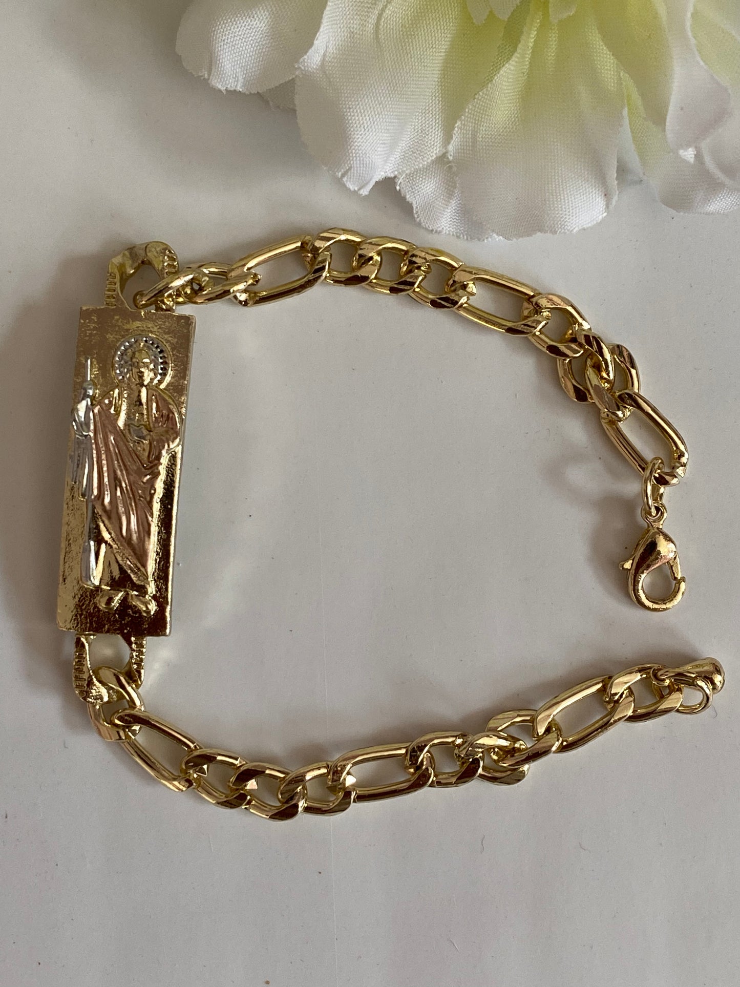 San Judas Bracelet Tricolor Gold Plated. (St Jude)