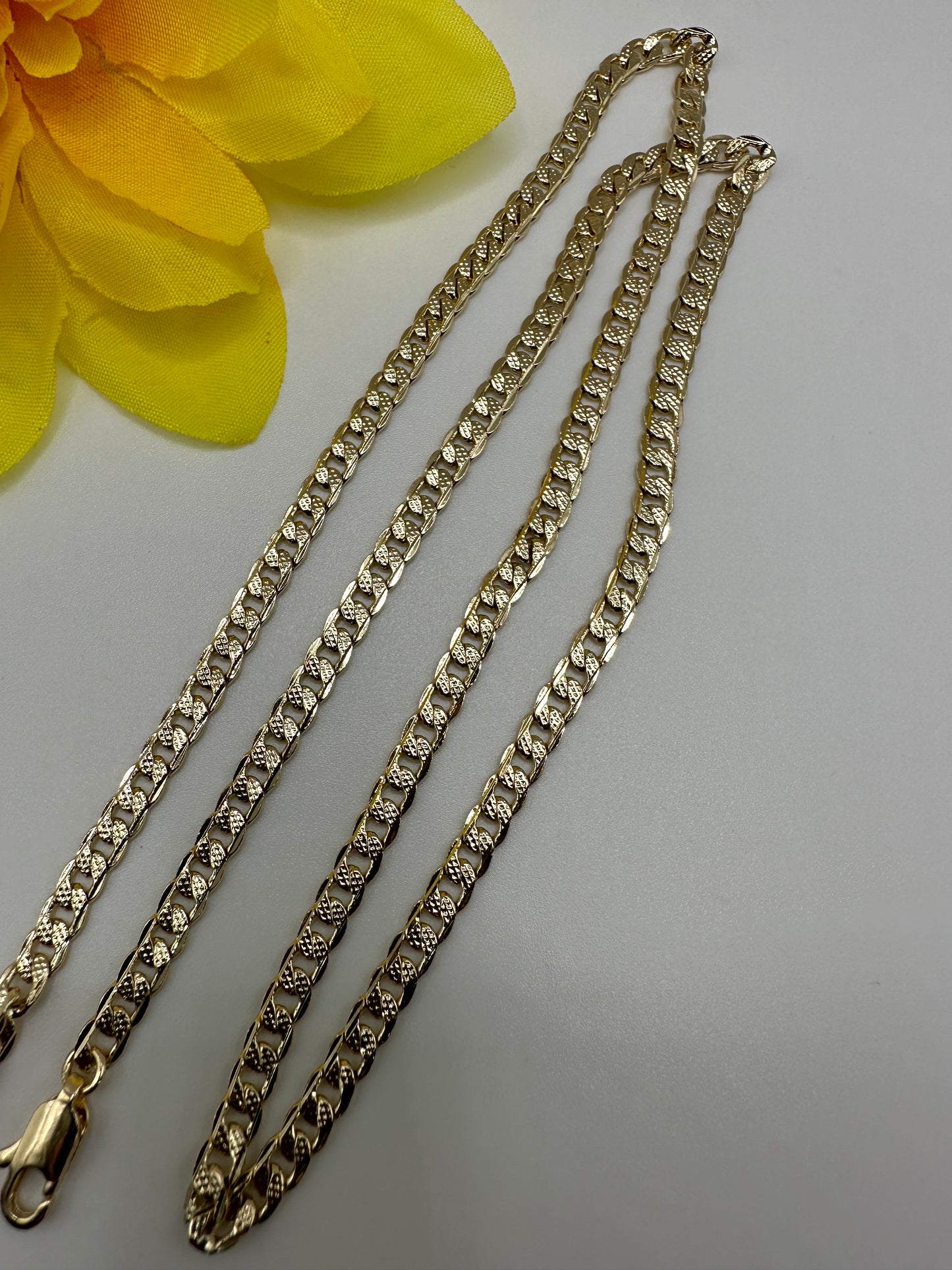 18k Cuban Chain Two Tone Pave 4mm Gold Plated