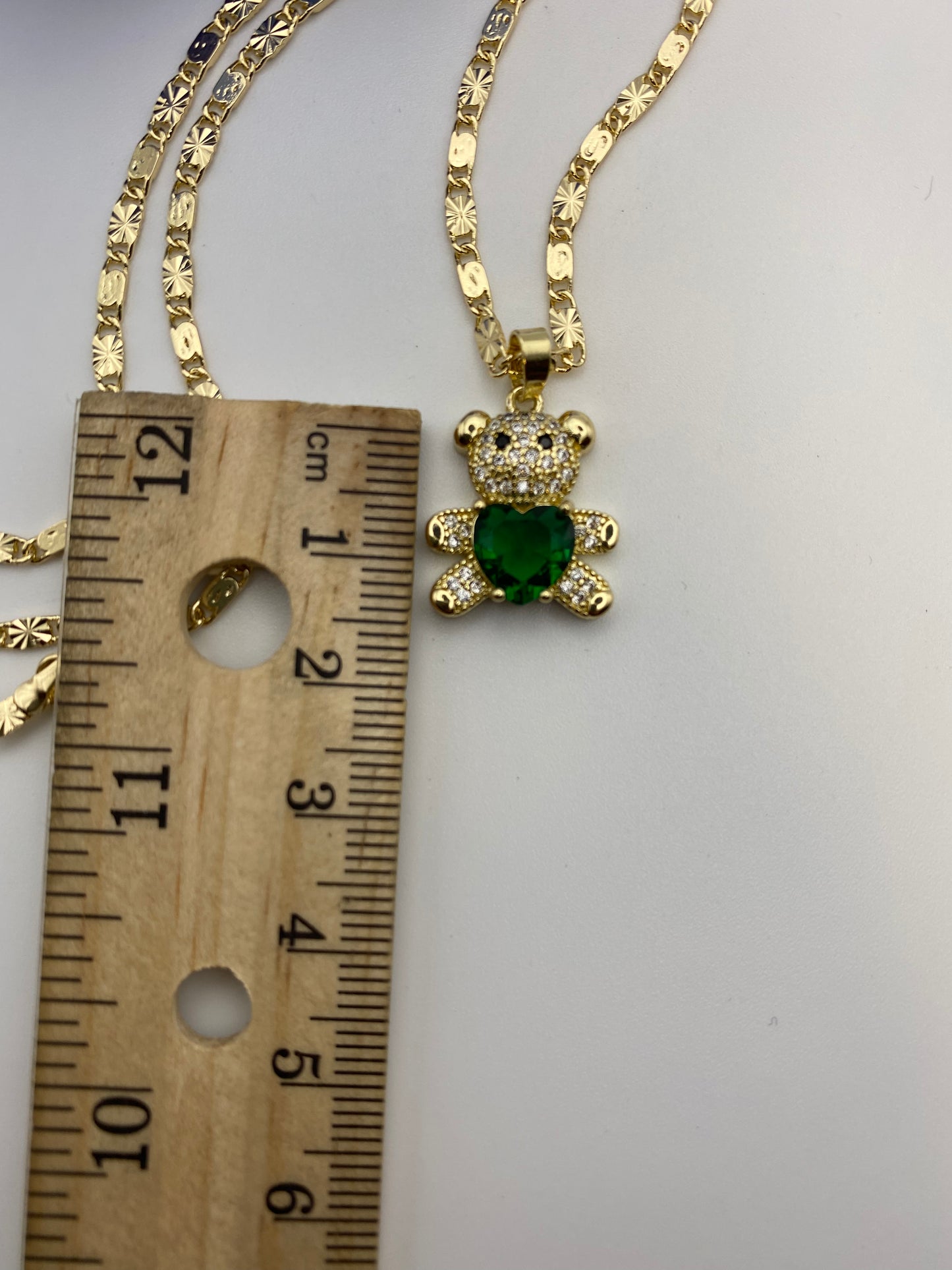 “My Bear” Necklace with Green Gem