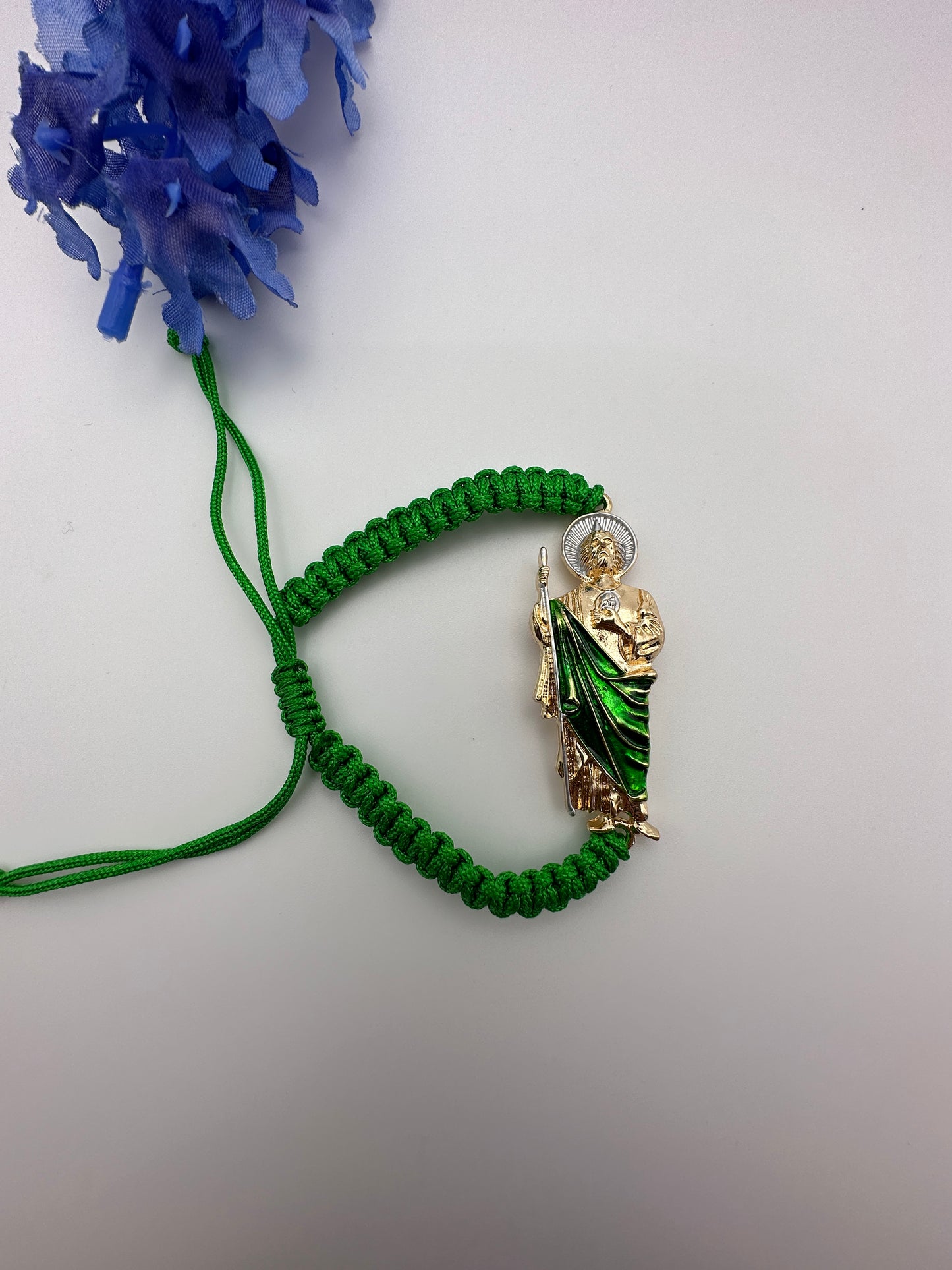 "Much More" Green St Jude Rope Bracelet Ajustable for Him or Her