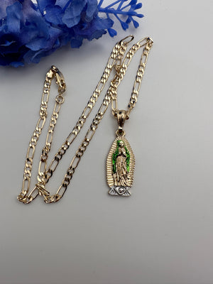 Our Lady of Guadalupe Gold Necklace. Gold Filled. Virgen De Guadalupe  Cadena De Oro Laminado. Gold. Gold Plated Jewerly. Joyeria De Oro 