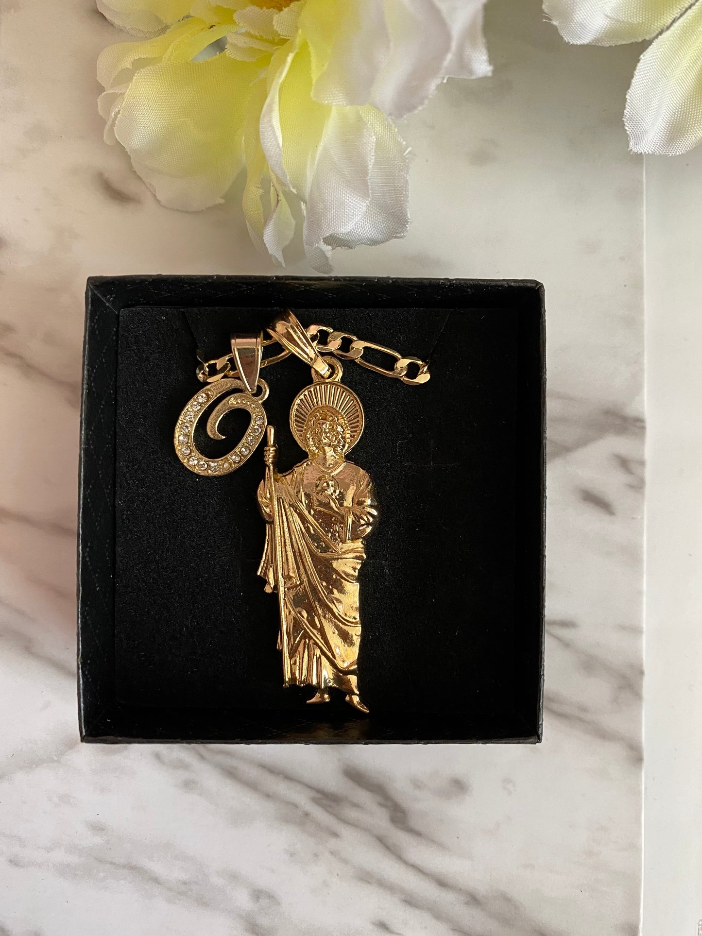 San Judas Tadeo with Initial Gold Plated (St Jude)