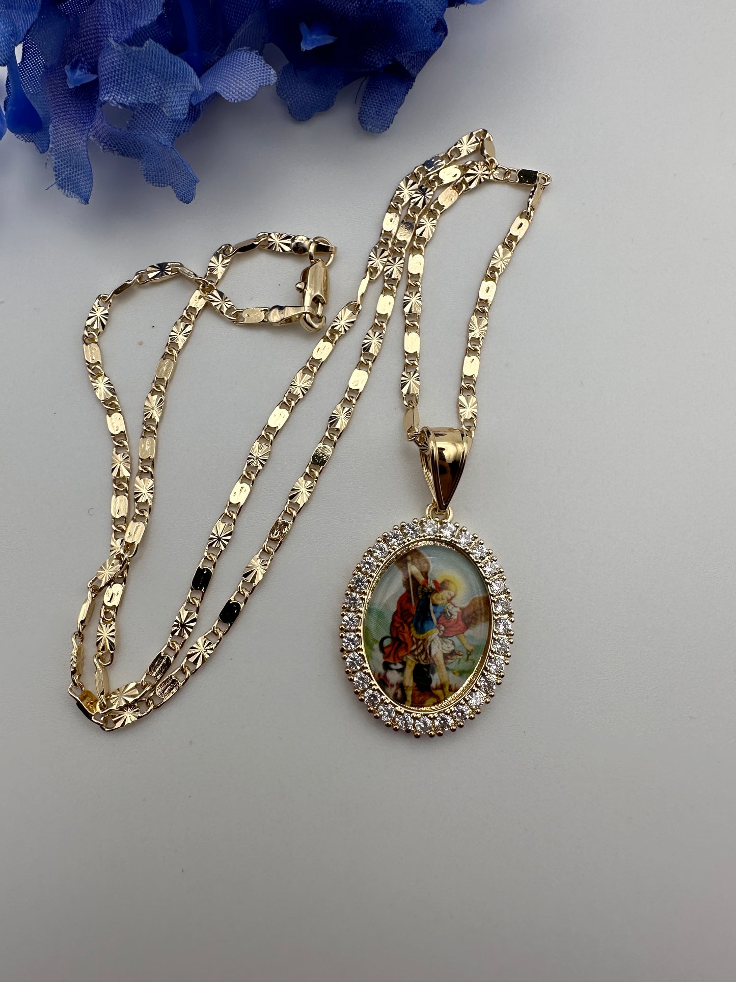 “Archangel” St Michael Archangel Necklace Gold Plated- San Miguel Arcangel. Saint Michael