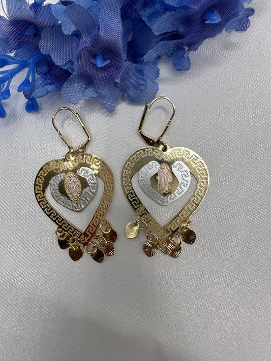 “Perla” Heart Virgin Earrings Tricolor (Virgen)