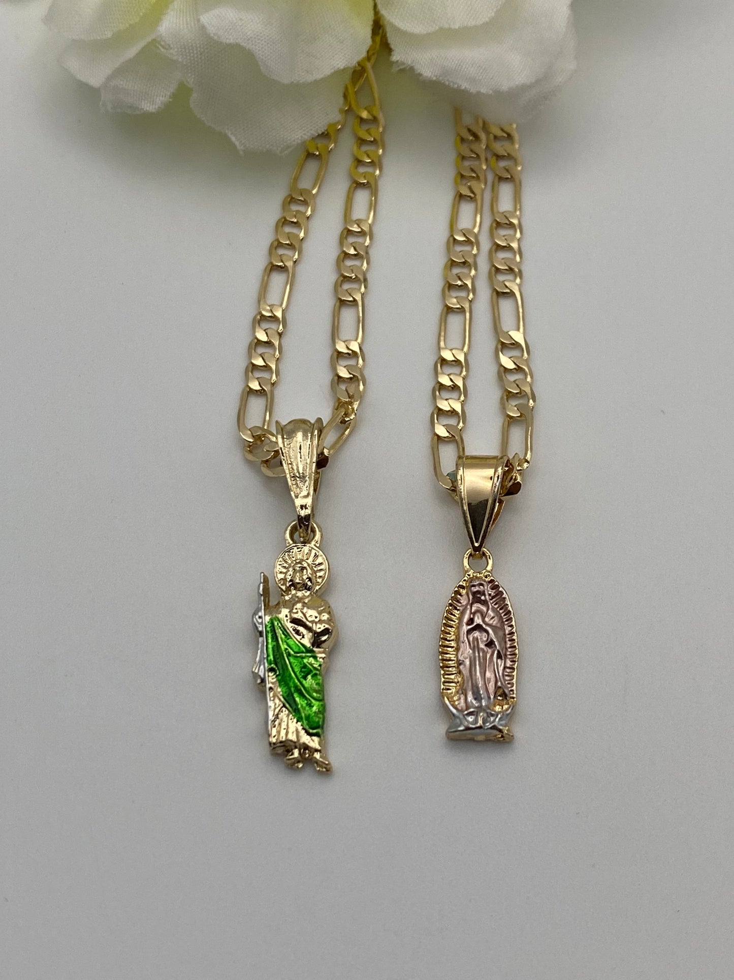 “Family” Small San Judas & Virgen Necklaces Set (2 Necklaces)