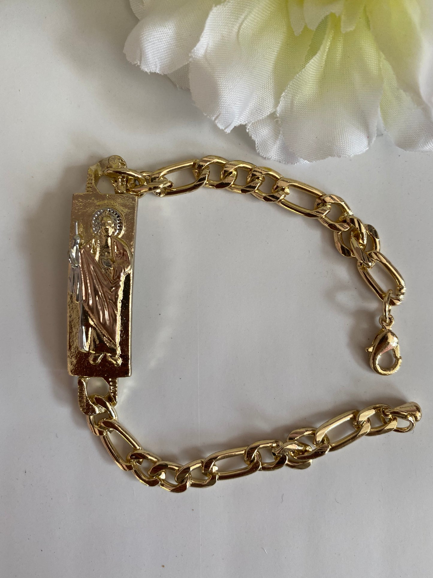 San Judas Bracelet Tricolor Gold Plated. (St Jude)