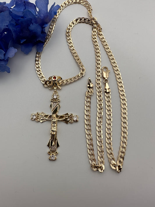 “Holly” Cross Jesus Necklace -Gold Plated