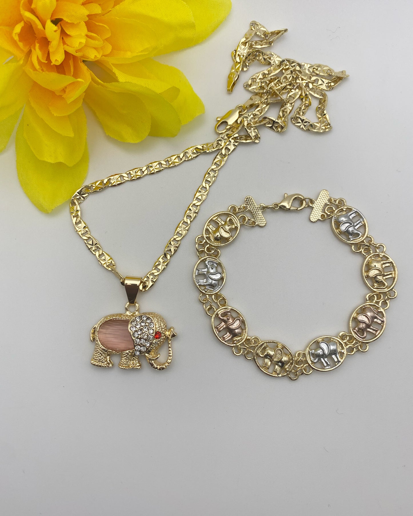 Elephant Necklace & Bracelet Set