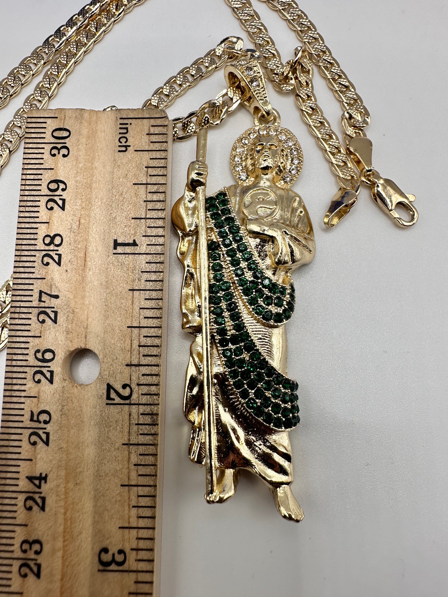 “Charm” Ice Green San Judas Gold Plated