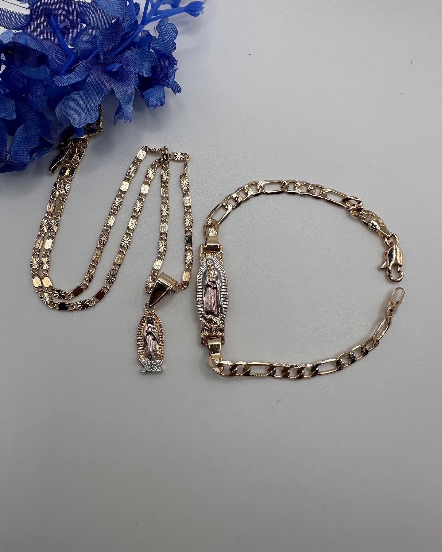 “Baby Girl” Virgin Necklace & Bracelet Set Gold Plated