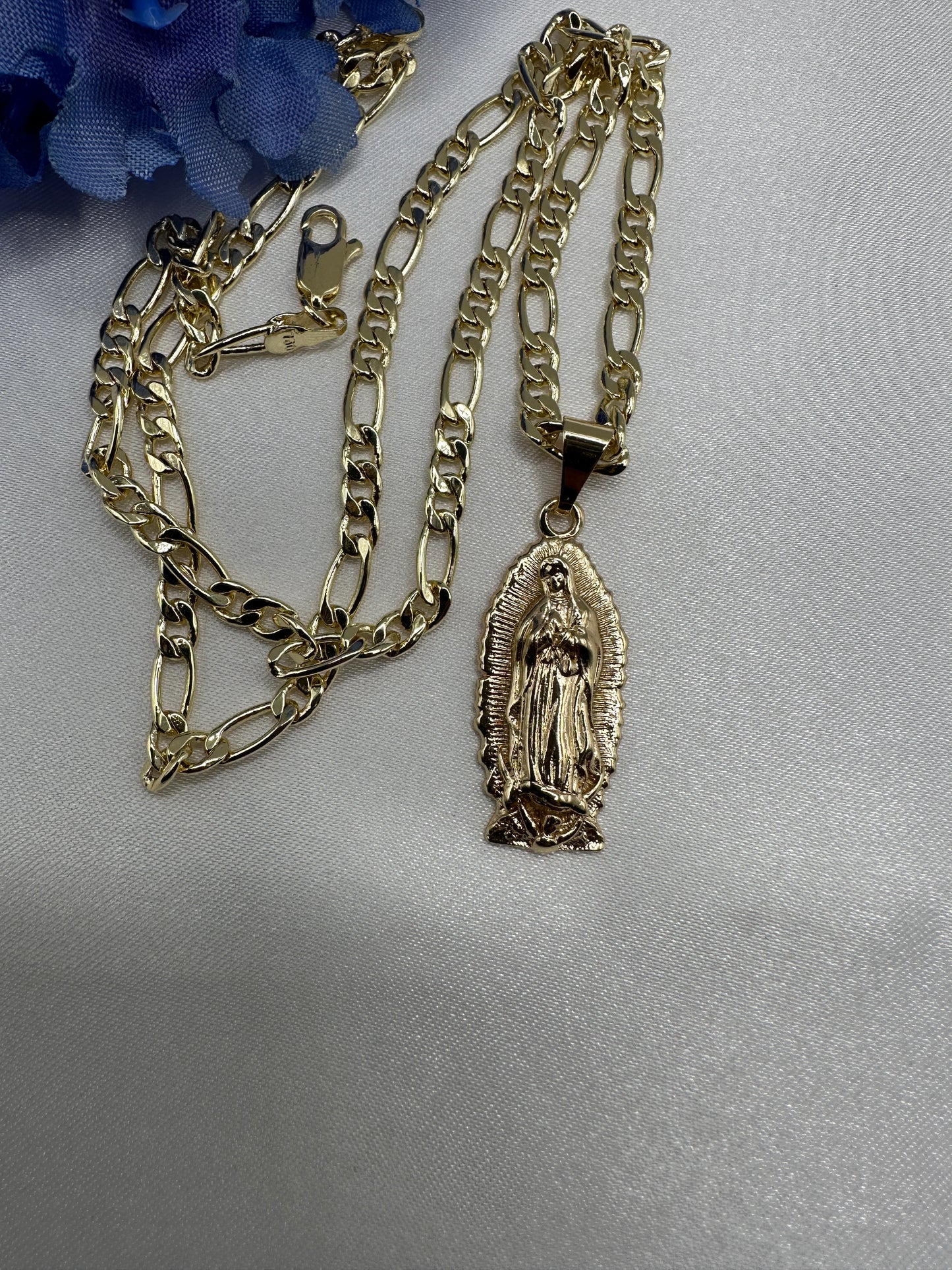 “Camelia” Our Lady Guadalupe Necklace Gold Plated (Virgen Necklace)