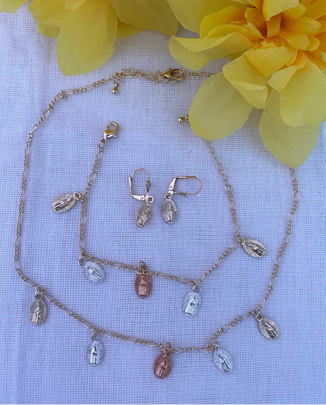 “April Love” Virgin Necklace Set , Earrings and Bracelet