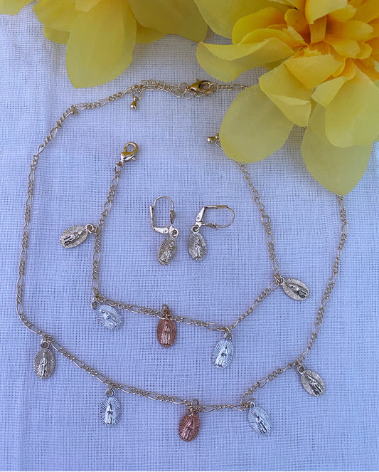 “April Love” Virgin Necklace Set , Earrings and Bracelet