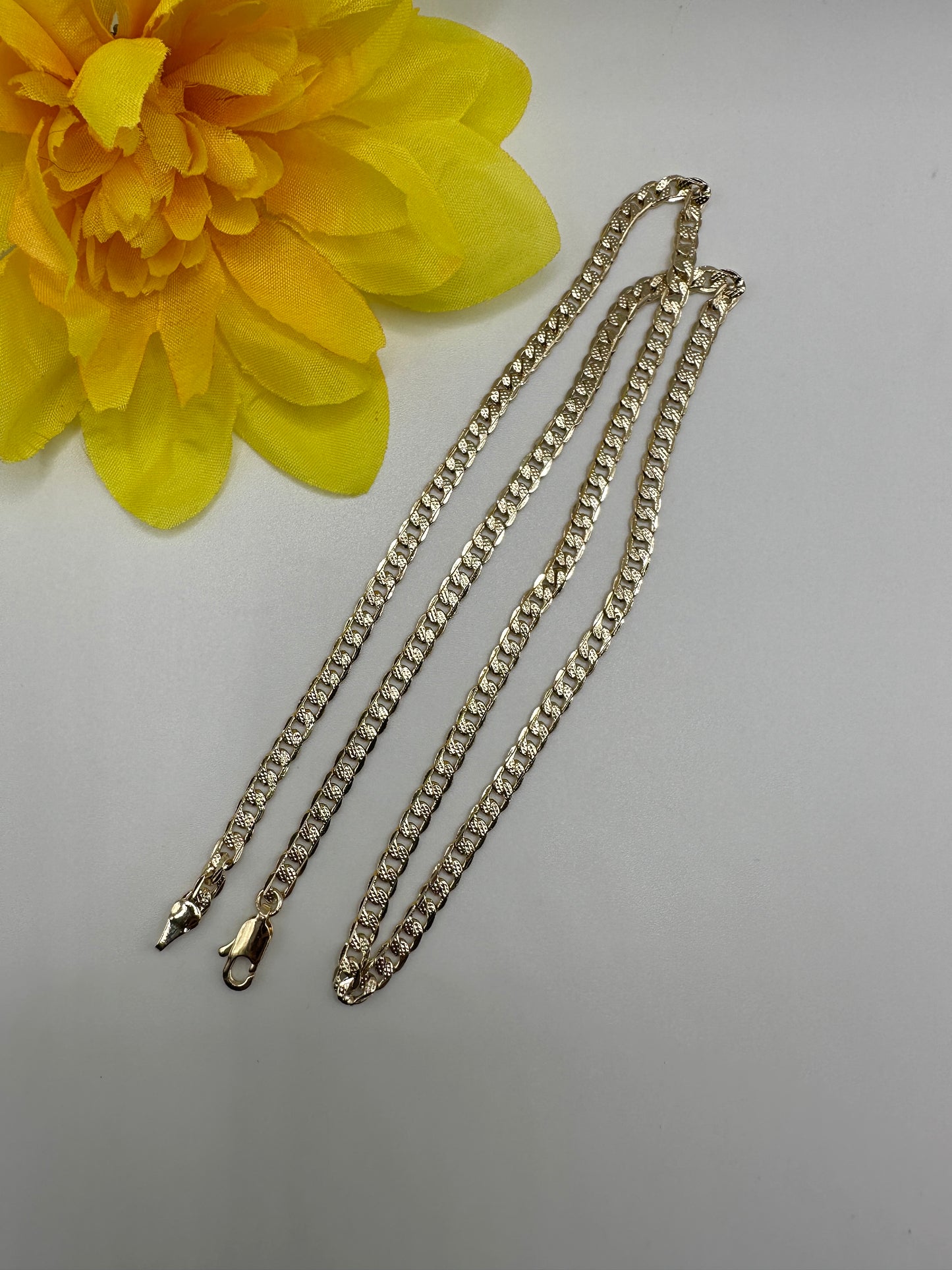 18k Cuban Chain Two Tone Pave 4mm Gold Plated