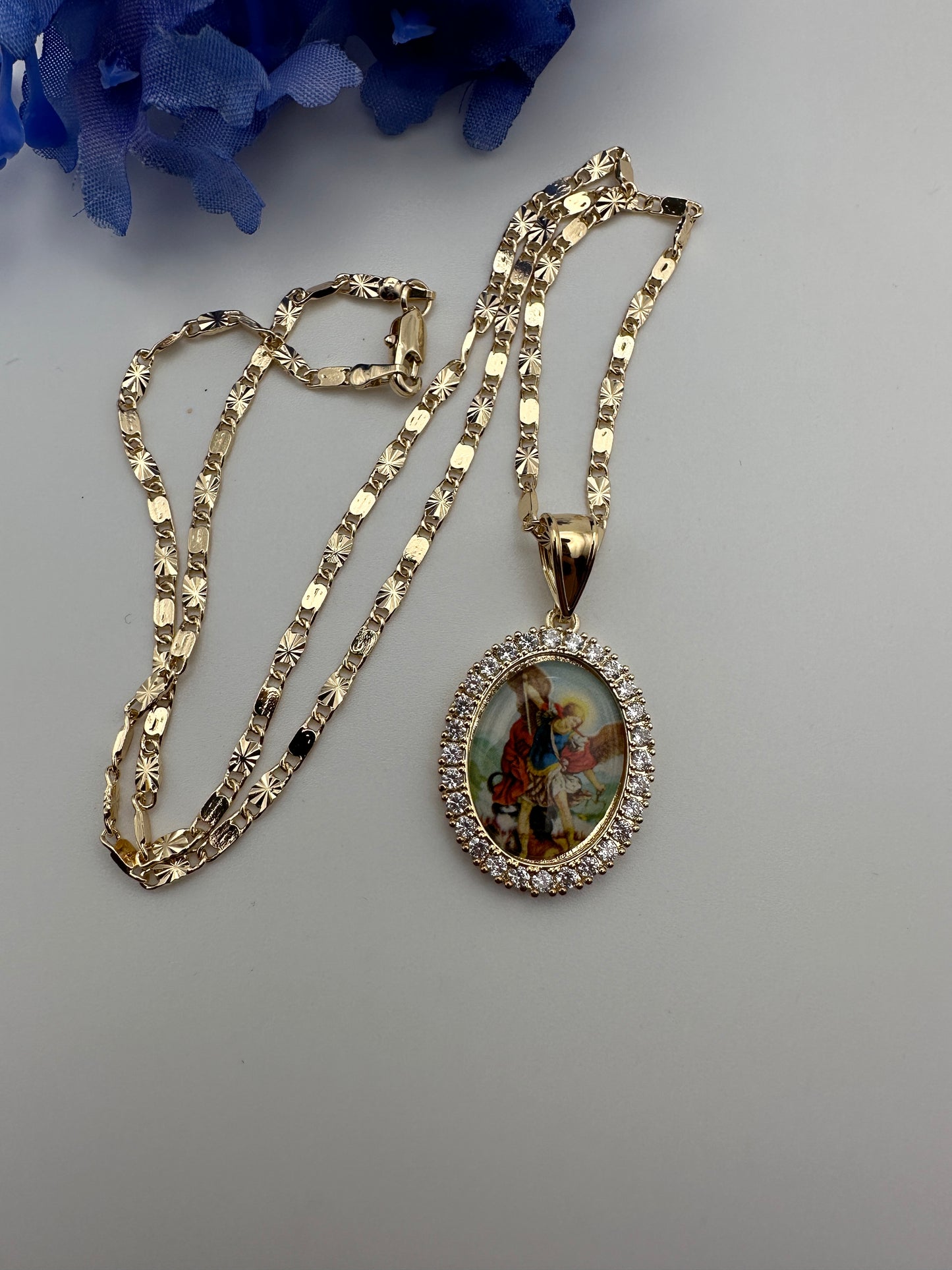 “Archangel” St Michael Archangel Necklace Gold Plated- San Miguel Arcangel. Saint Michael