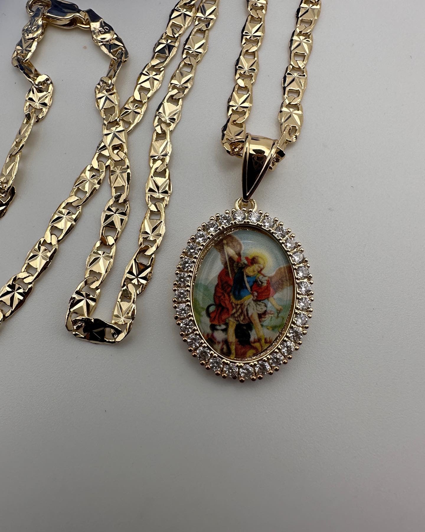 “Archangel” St Michael Archangel Necklace Gold Plated- San Miguel Arcangel. Saint Michael