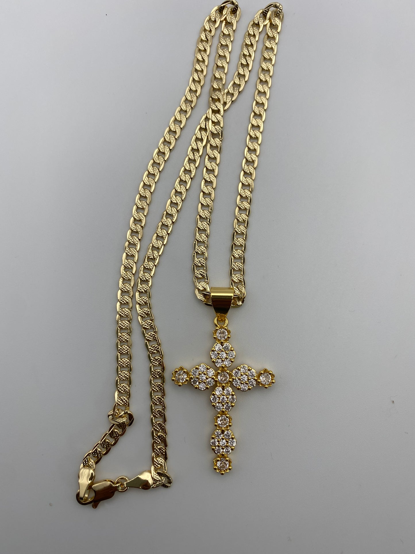 “Jade” Cross Diamond Necklace 18k Gold Plated